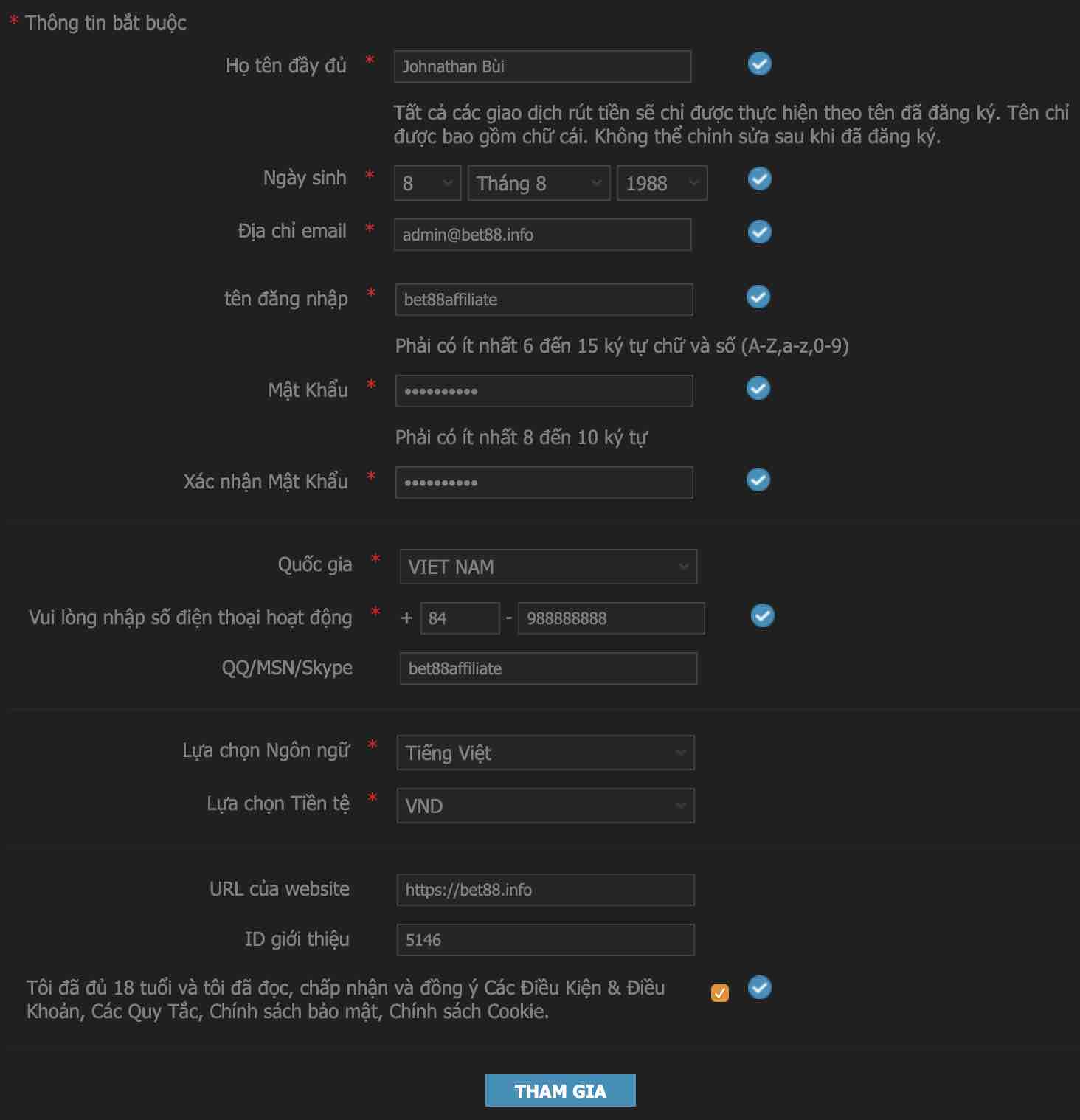 đại lý W88